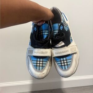Burberry Blue and Black Plaid Men's Sneakers